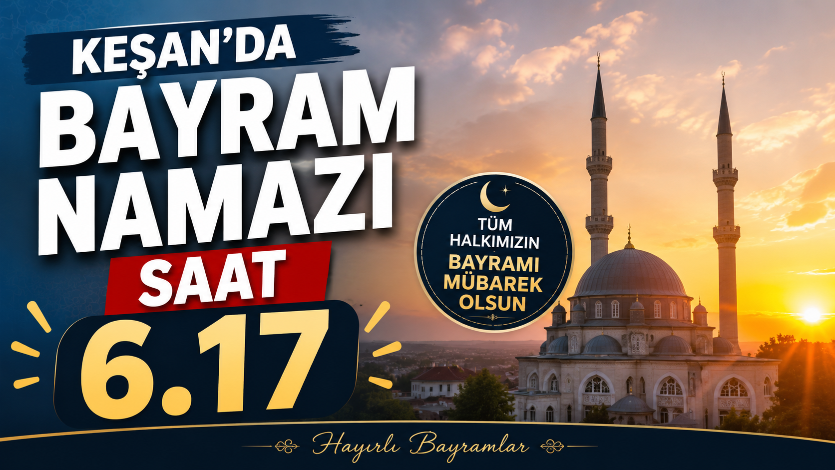 Keşan’da Kurban Bayramı Namazı Saat 06.17’de Kılınacak