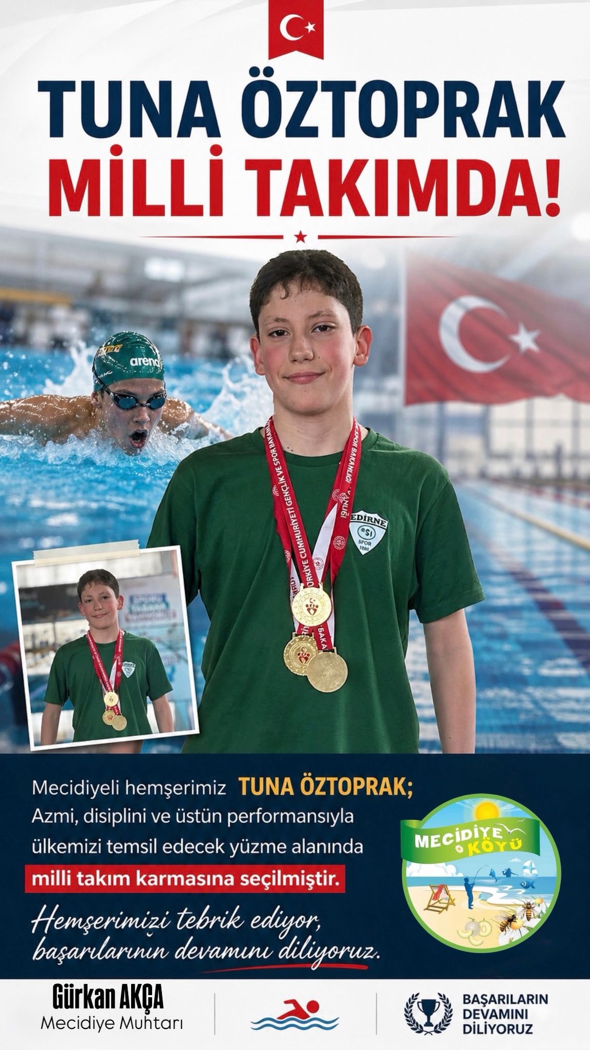 Mecidiyeli Tuna Öztoprak Yüzme Milli Takımı’nda!