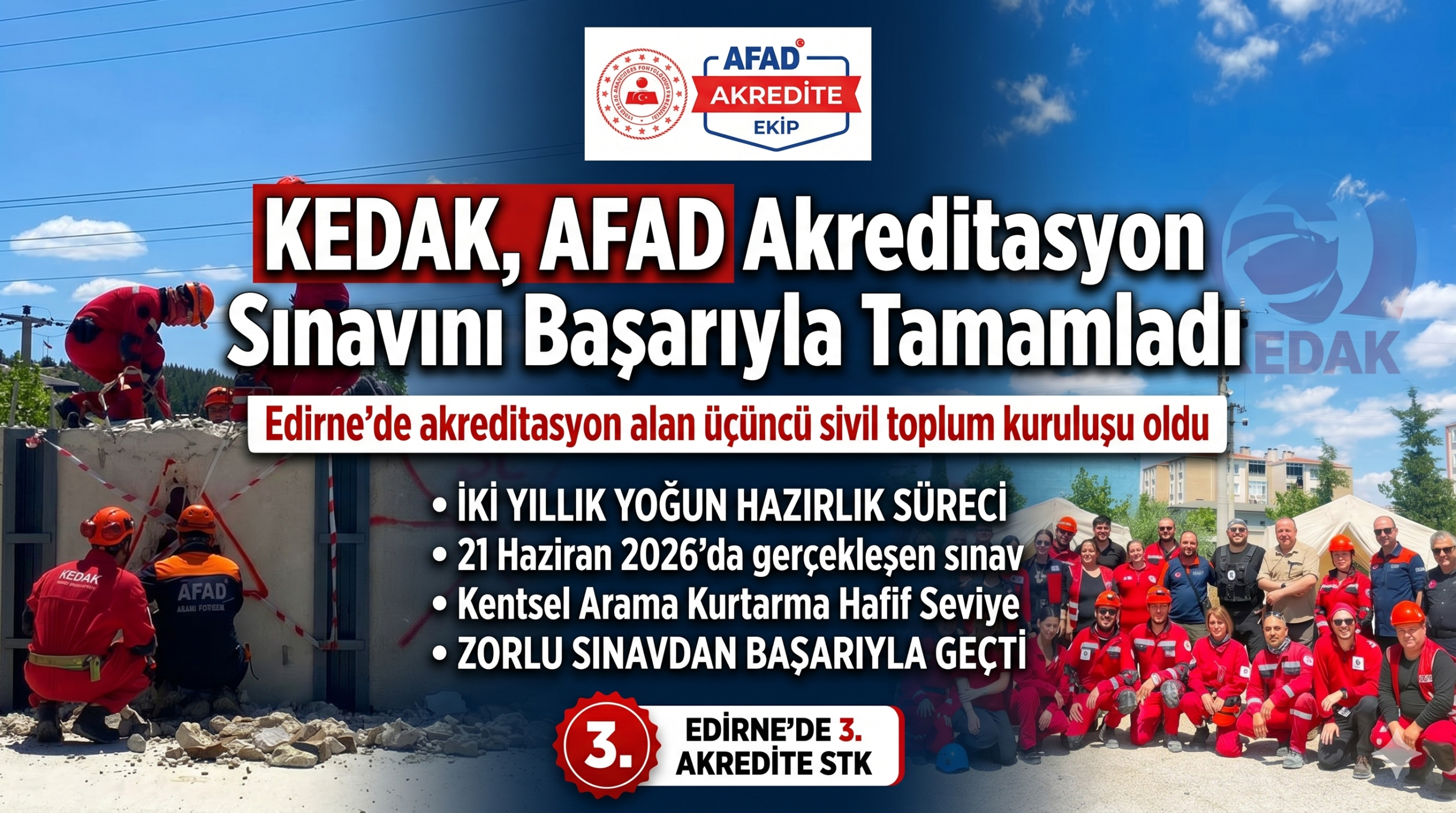 KEDAK, AFAD Akreditasyon Sınavını başarıyla tamamladı