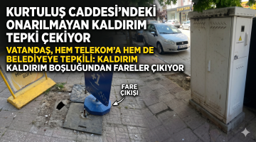 Kurtuluş Caddesi’ndeki onarılmayan kaldırım tepki çekiyor