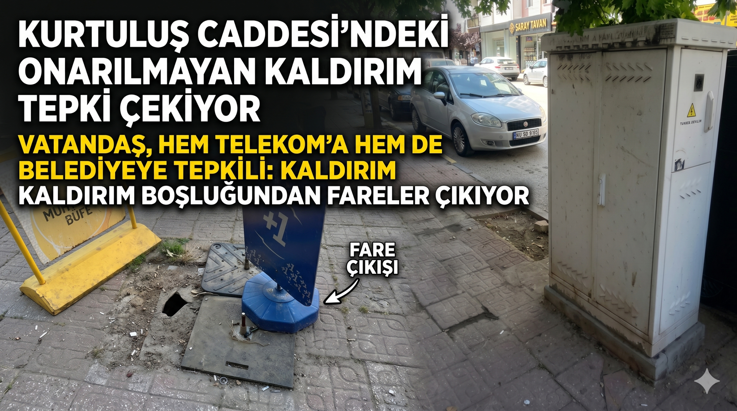 Kurtuluş Caddesi’ndeki onarılmayan kaldırım tepki çekiyor