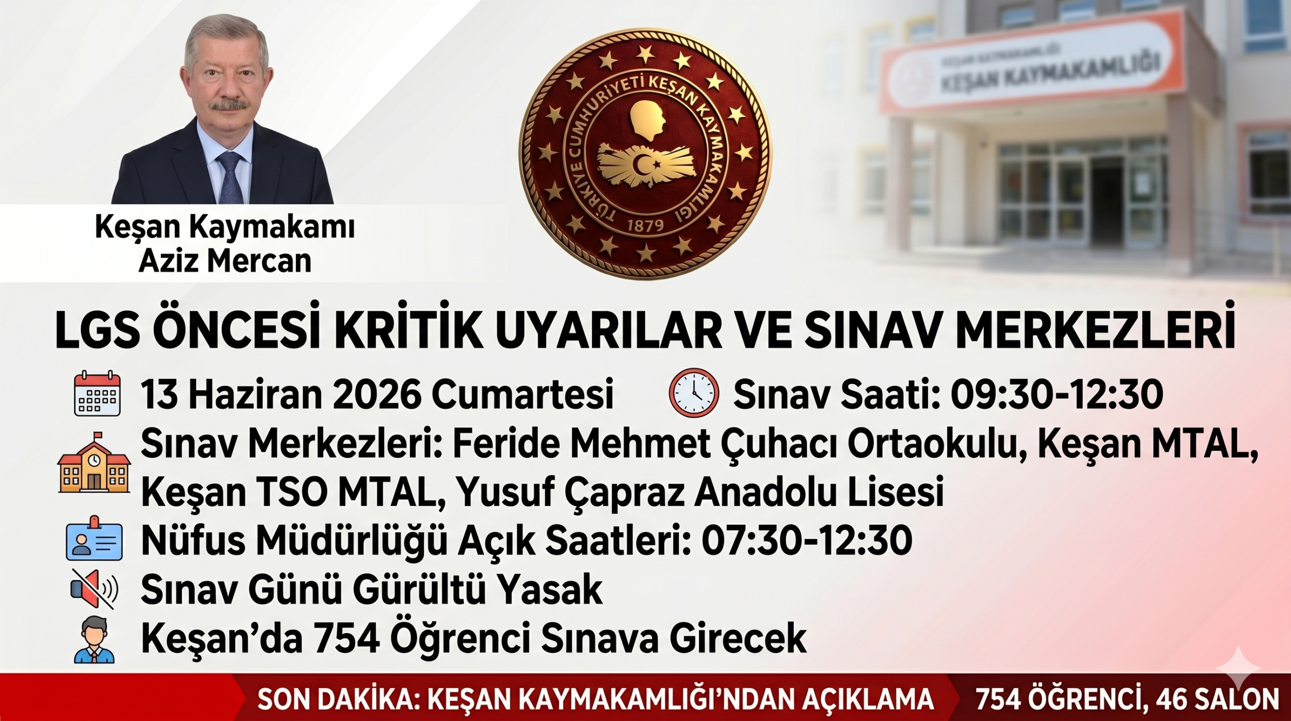 Keşan Kaymakamlığı’ndan LGS öncesi kritik uyarılar 