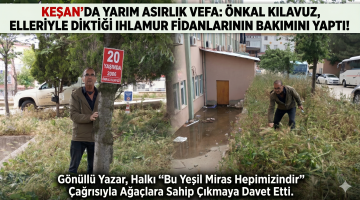 Elleriyle diktiği ıhlamur fidanlarının bakımını yaptı!