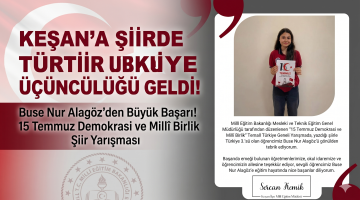 Keşan’a şiirde Türkiye üçüncülüğü geldi!