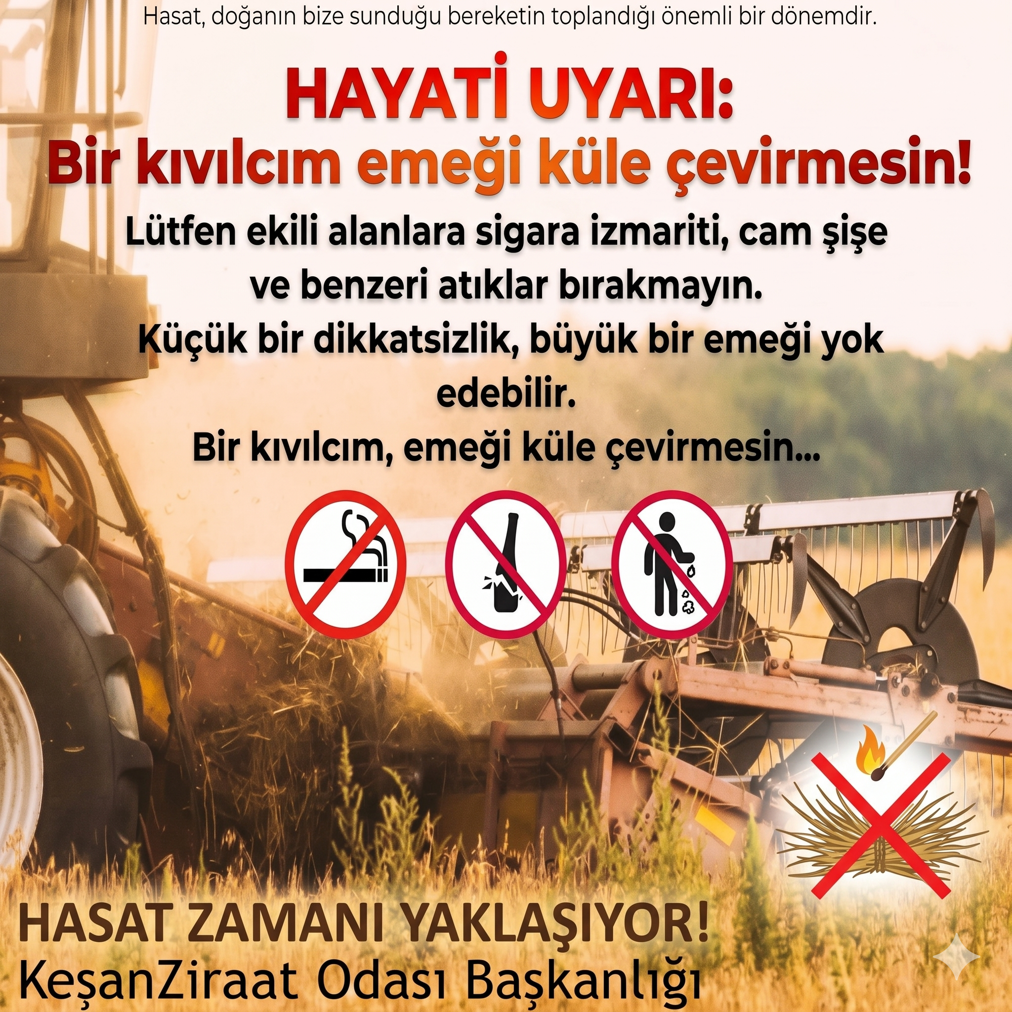 Keşan Ziraat Odası’ndan hayati uyarı