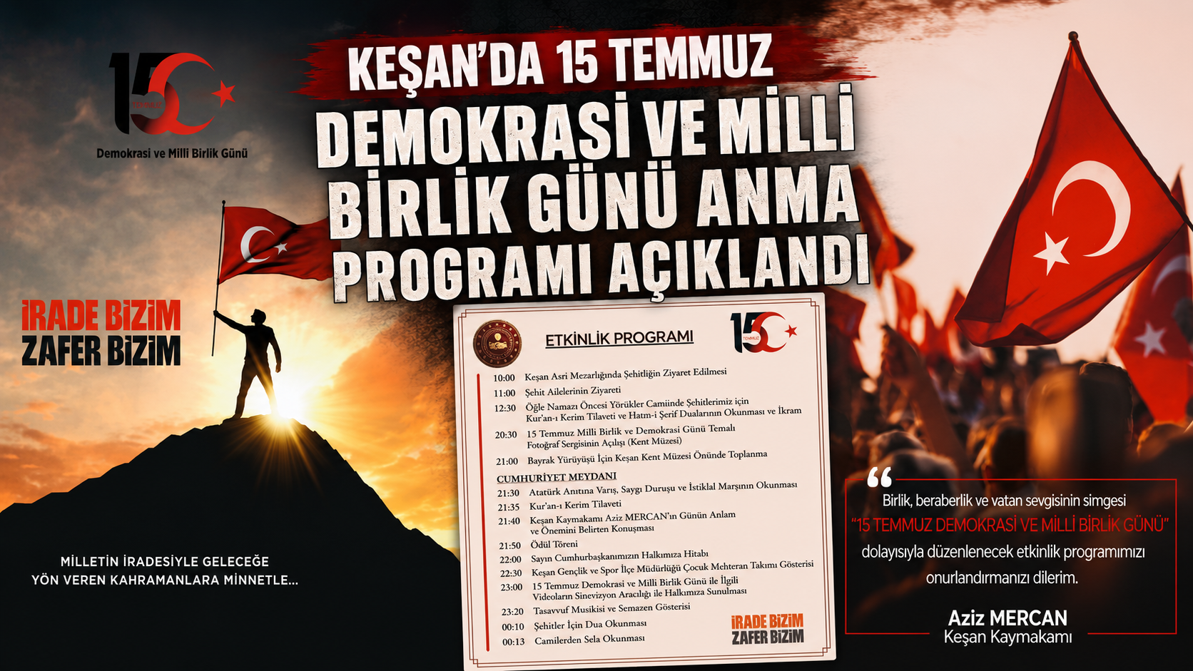 15 Temmuz Programı açıklandı