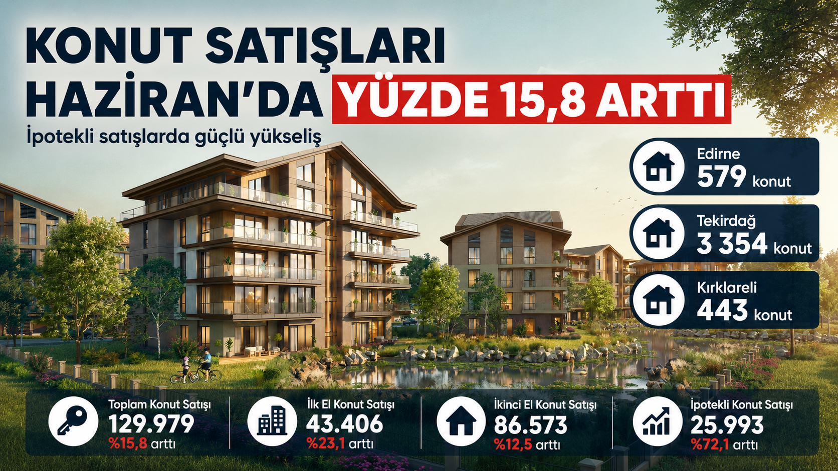 Konut satışları Haziran’da yüzde 15,8 arttı