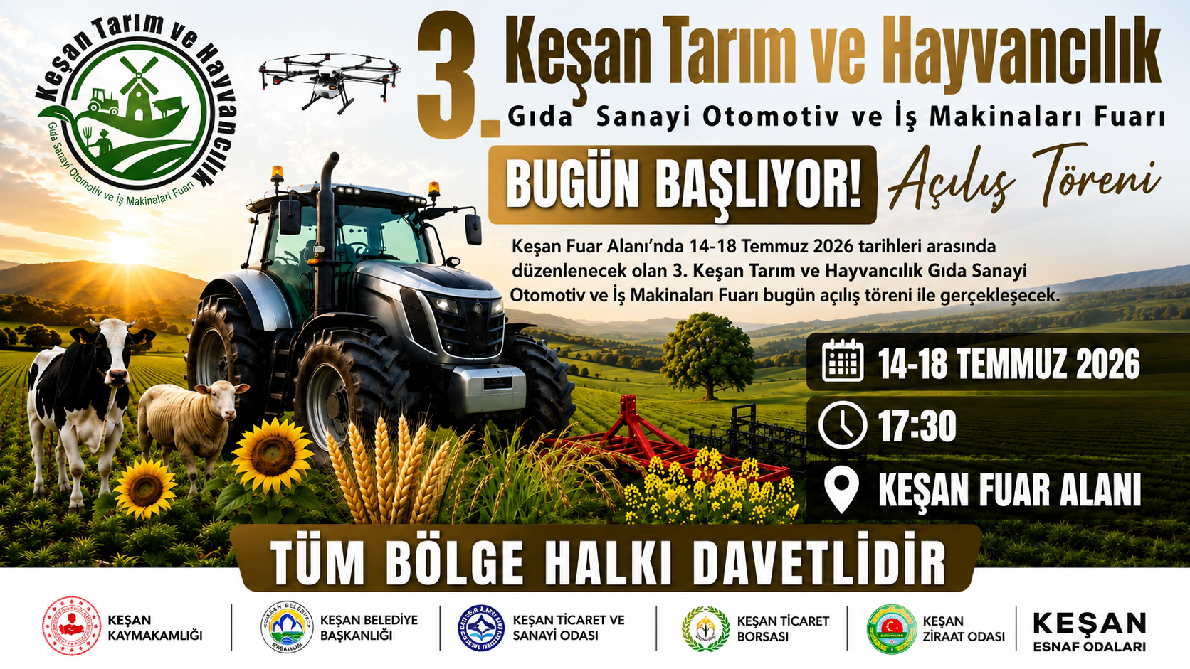3. Keşan Tarım ve Hayvancılık Gıda Fuarı bugün başlıyor