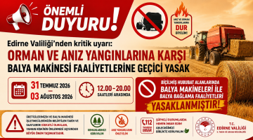 Edirne Valiliği’nden kritik uyarı