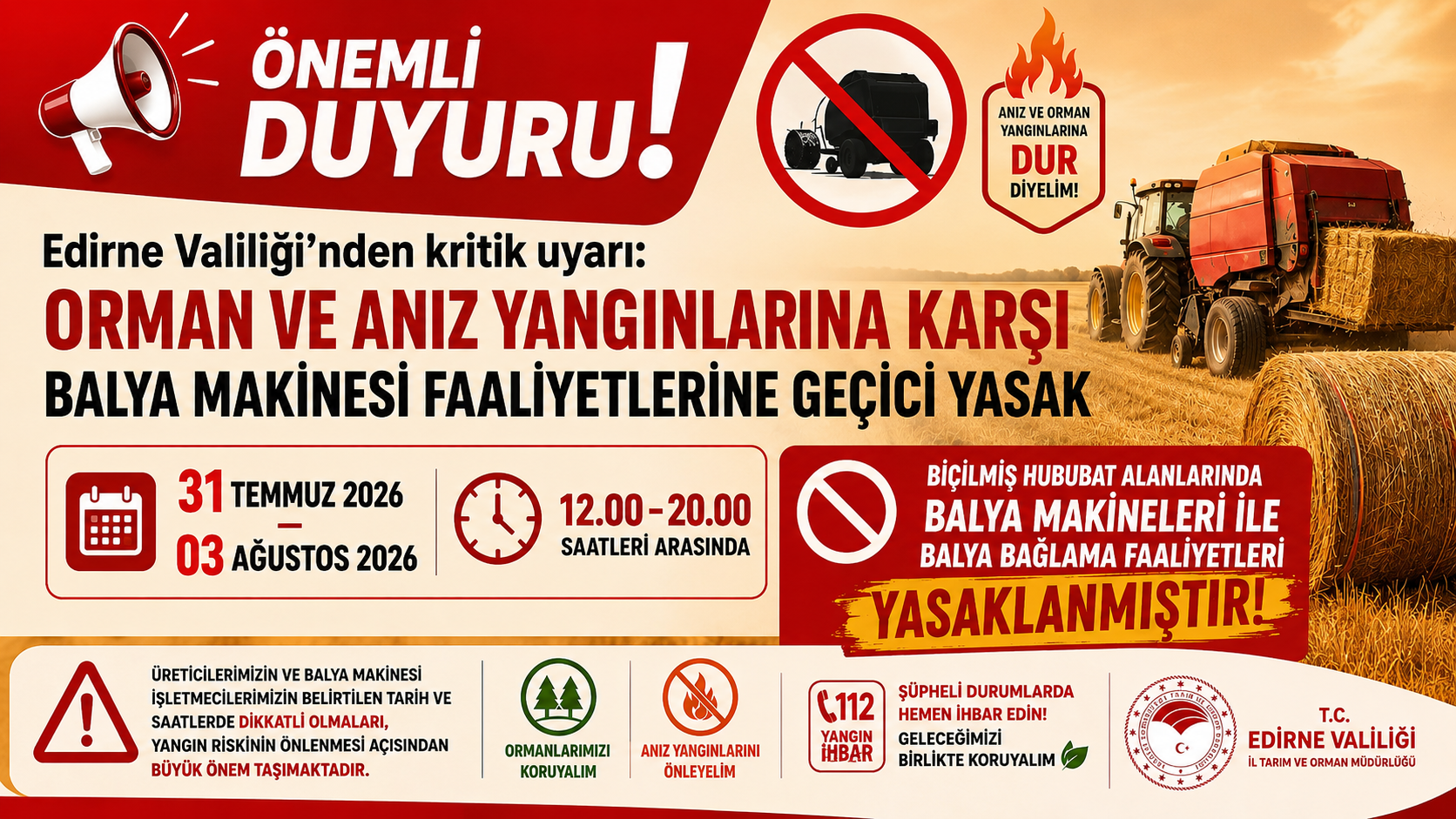 Edirne Valiliği’nden kritik uyarı