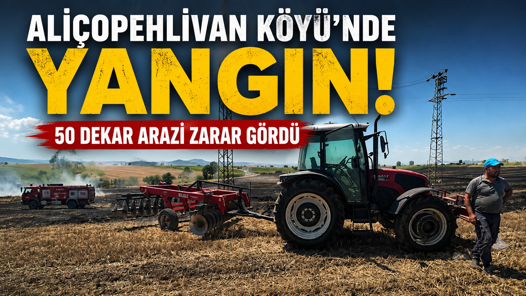Aliçopehlivan Köyü’nde yangın: 50 dekar arazi zarar gördü