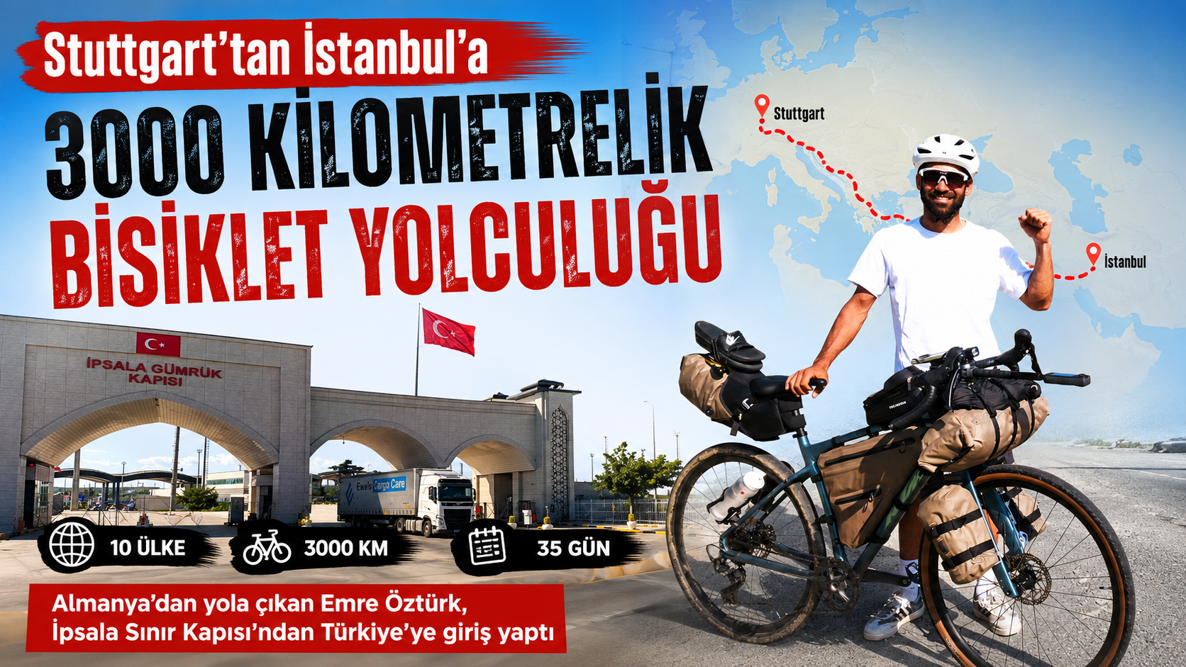 Stuttgart’tan İstanbul’a 3 bin kilometrelik bisiklet yolculuğu