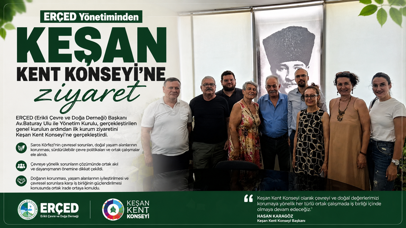 ERÇED Yönetiminden Keşan Kent Konseyi’ne ziyaret