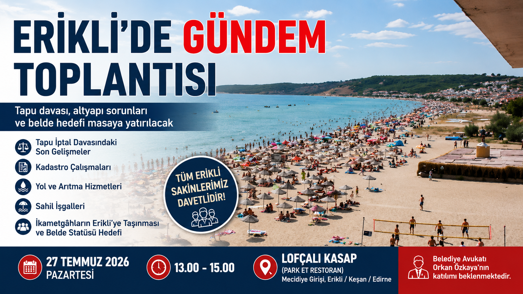 Erikli’de yarın gündem toplantısı yapılacak