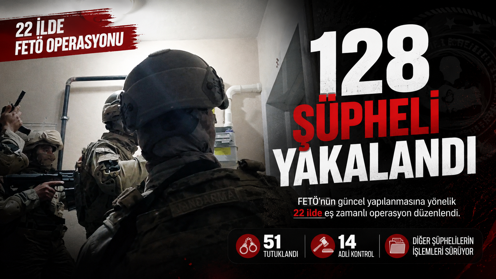 22 ilde FETÖ operasyonu: 128 şüpheli yakalandı
