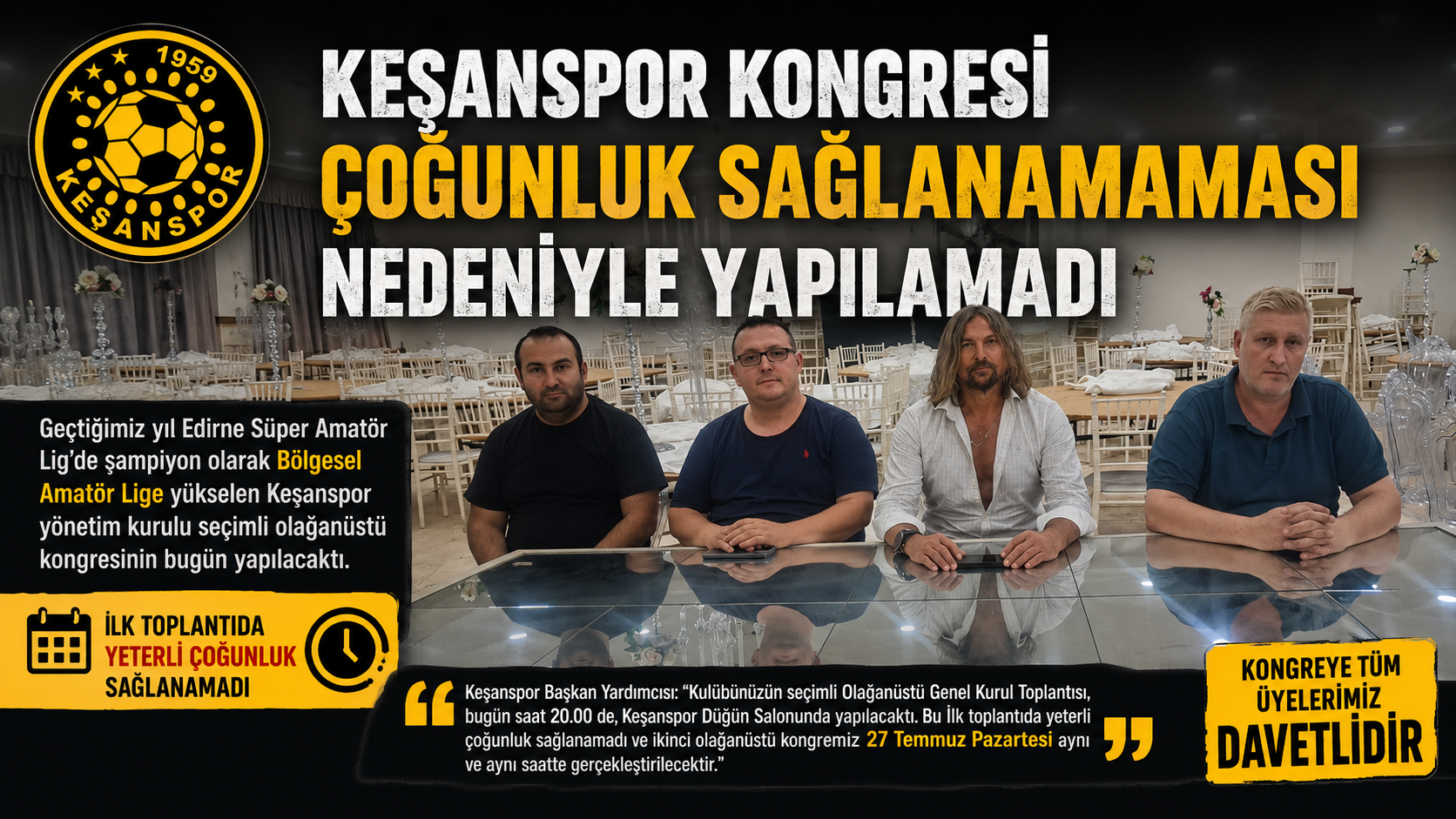 Keşanspor Olağanüstü Kongresi yapılamadı