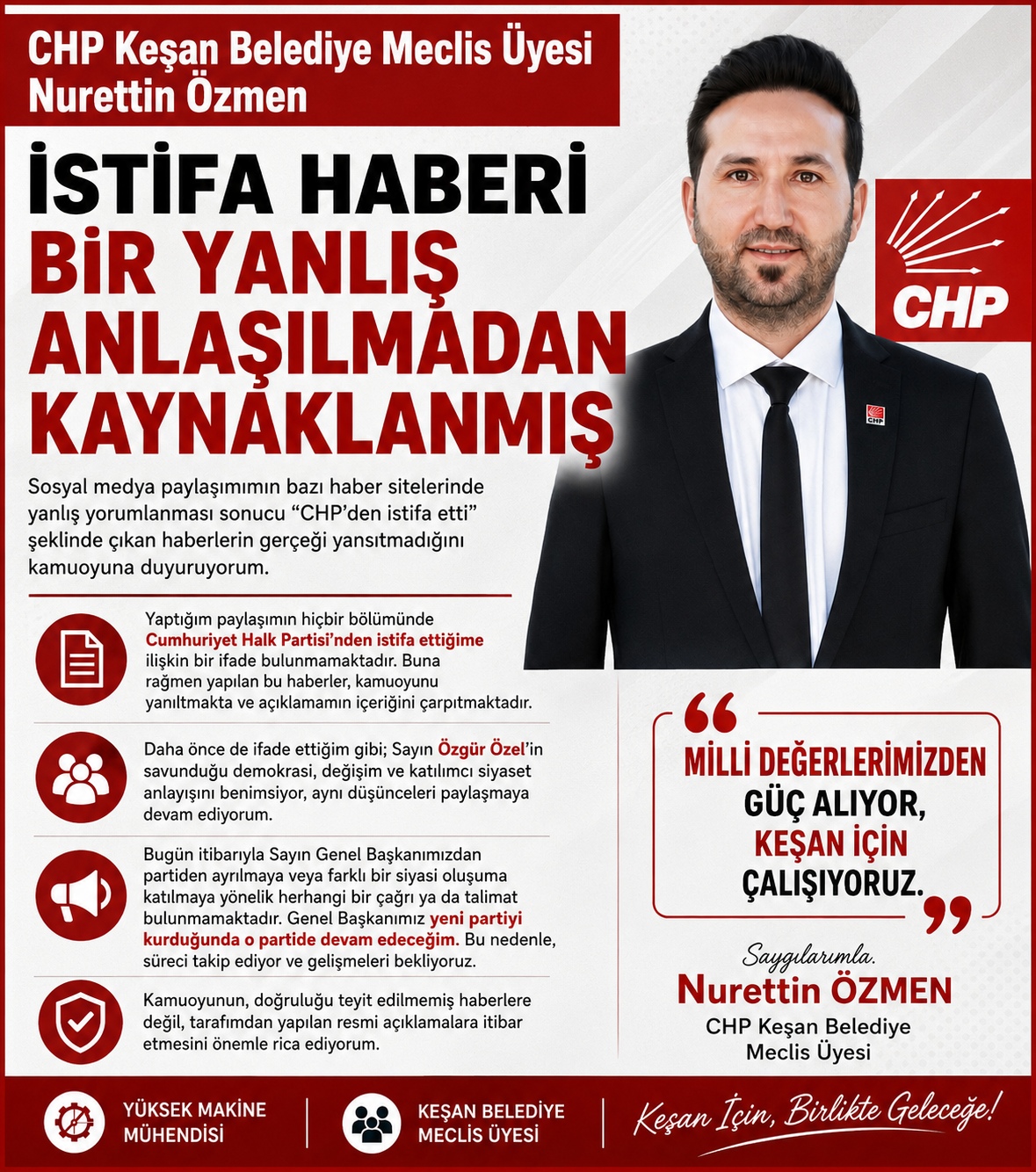 Nurettin Özmen” istifa haberim yanlış anlaşılmadan kaynaklanmış”
