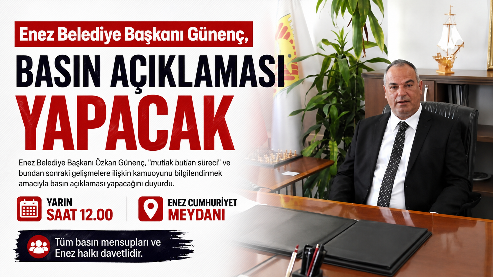 Özkan Günenç yarın basın açıklaması yapacak