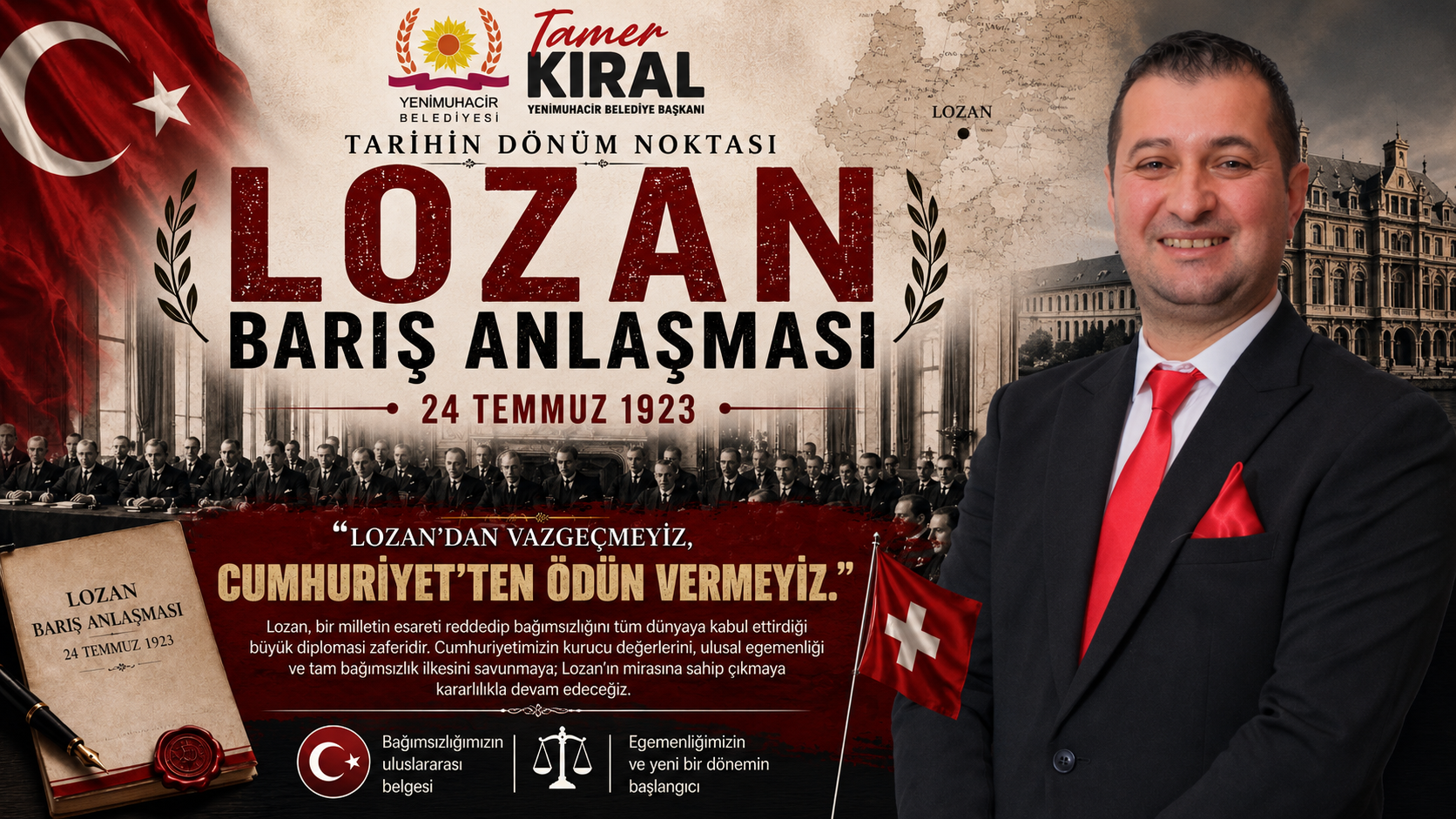 Başkan Tamer Kıral’dan Lozan Barış Antlaşması Mesajı