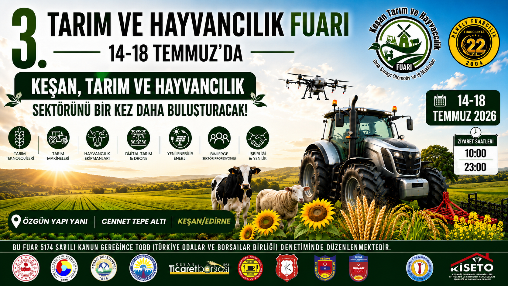 3.Tarım ve Hayvancılık Fuarı 14-18 Temmuz’da
