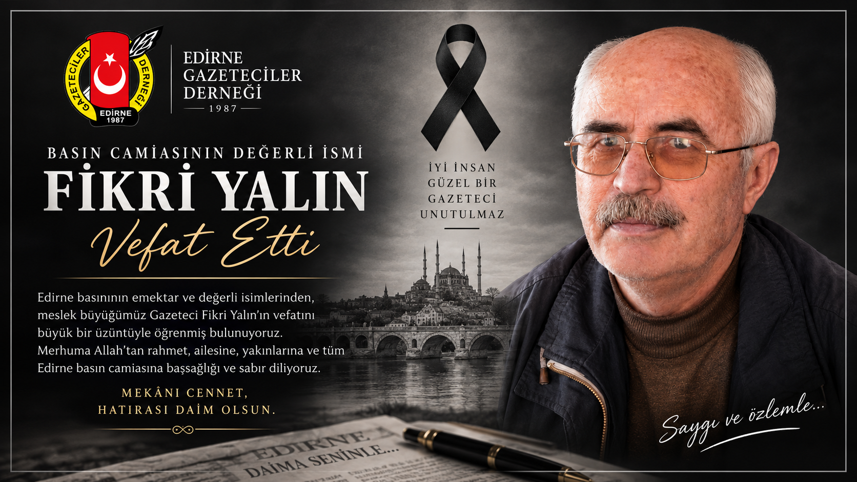 EGD’ den Gazeteci Fikri Yalın’ın vefat nedeniyle açıklama