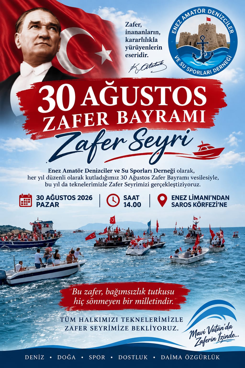 Enez’de zafer seyri coşkusu: “Bayrağını alan sahile gelsin”