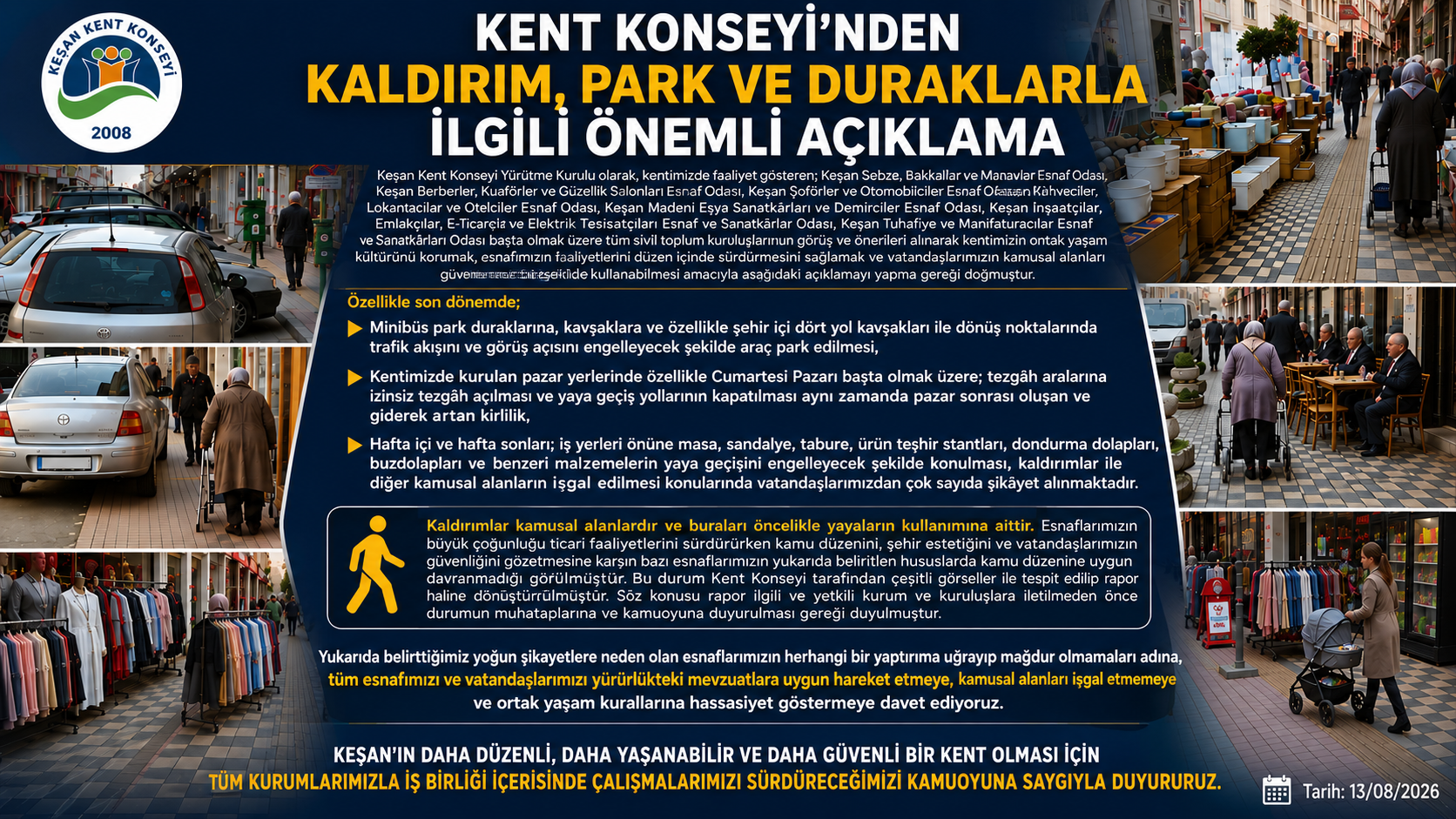 Kent Konseyi’nden kaldırım, park ve duraklarla ilgili önemli açıklama