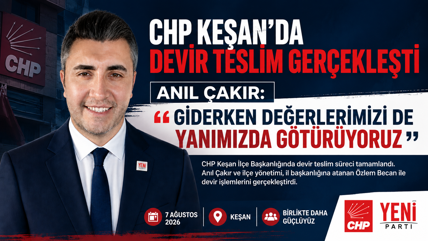 CHP Keşan’da devir teslim gerçekleşti