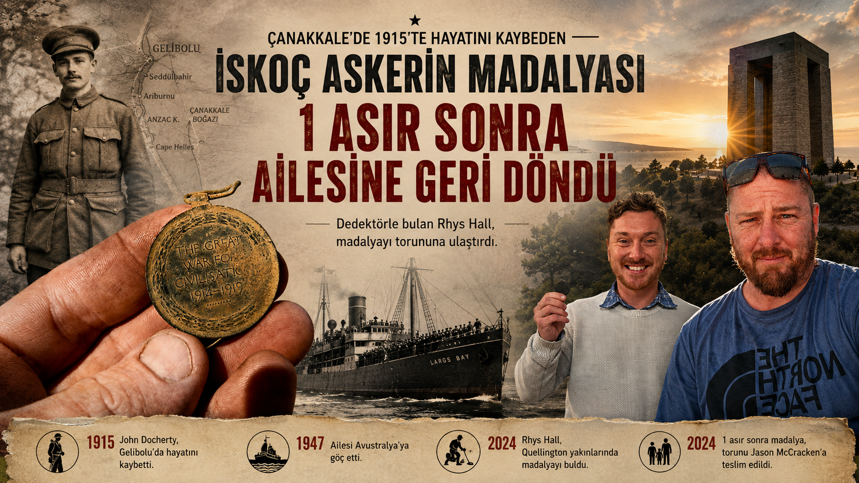 Madalyası 1 asır sonra ailesine geri verildi