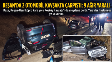 Kozköy kavşağında iki otomobil çarpıştı: 9 ağır yaralı