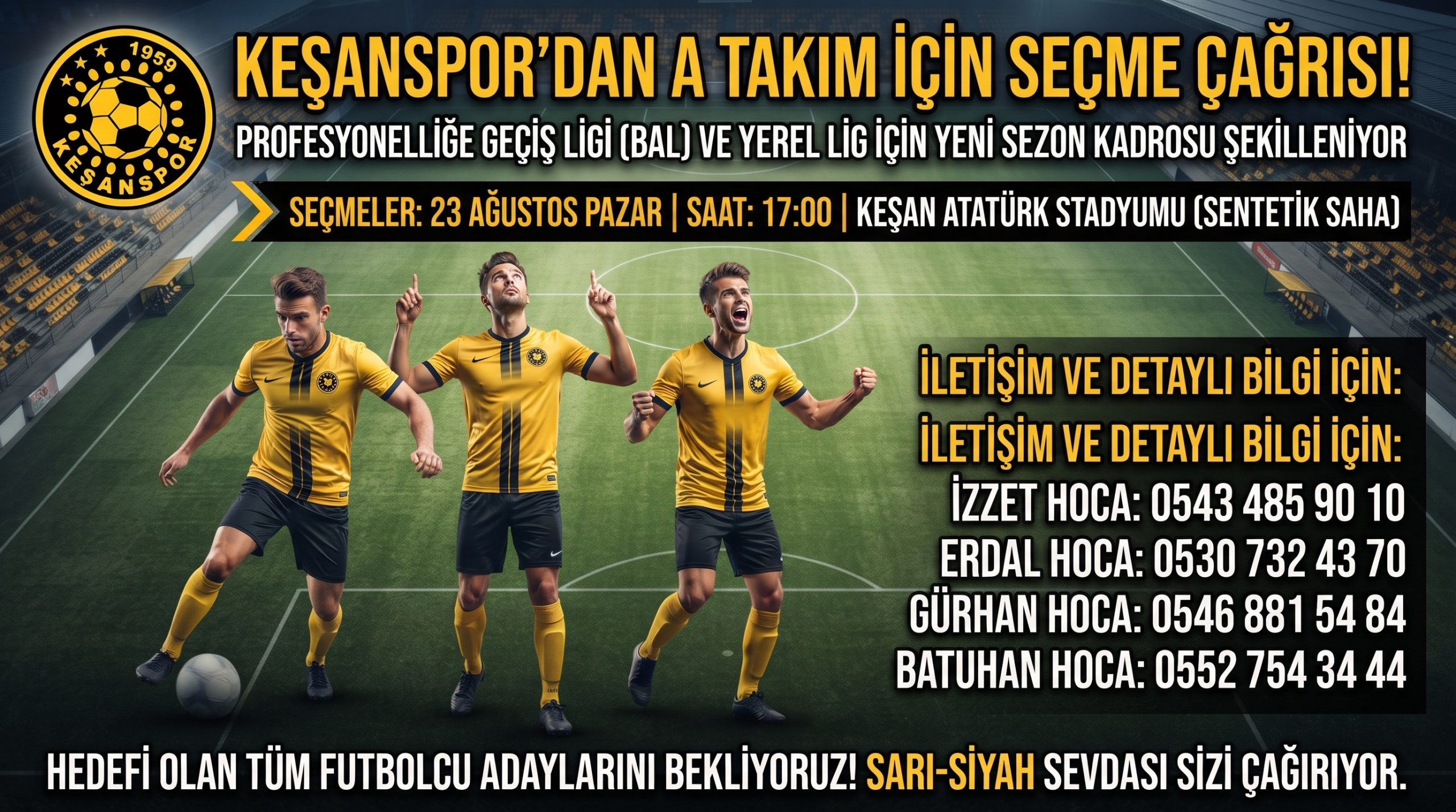 Keşanspor’dan A takım için seçme çağrısı!