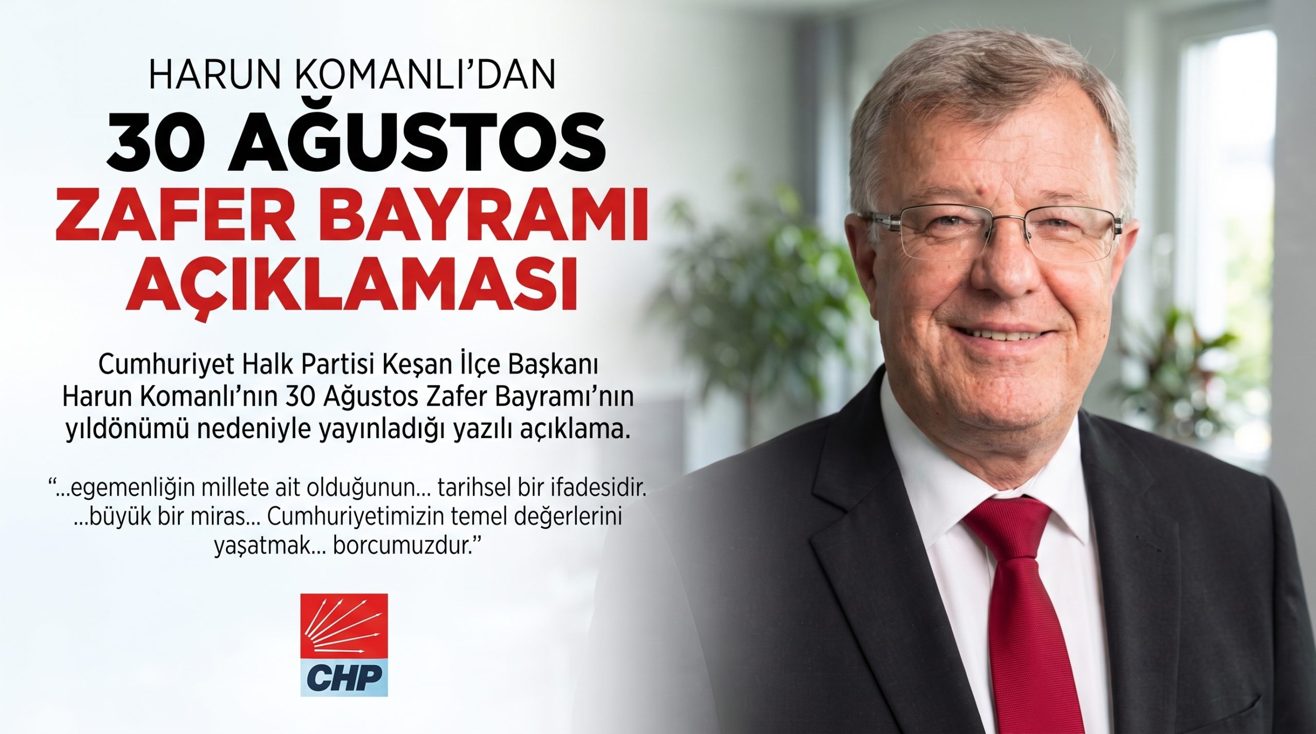 Harun Komanlı’dan 30 Ağustos Zafer Bayramı açıklaması