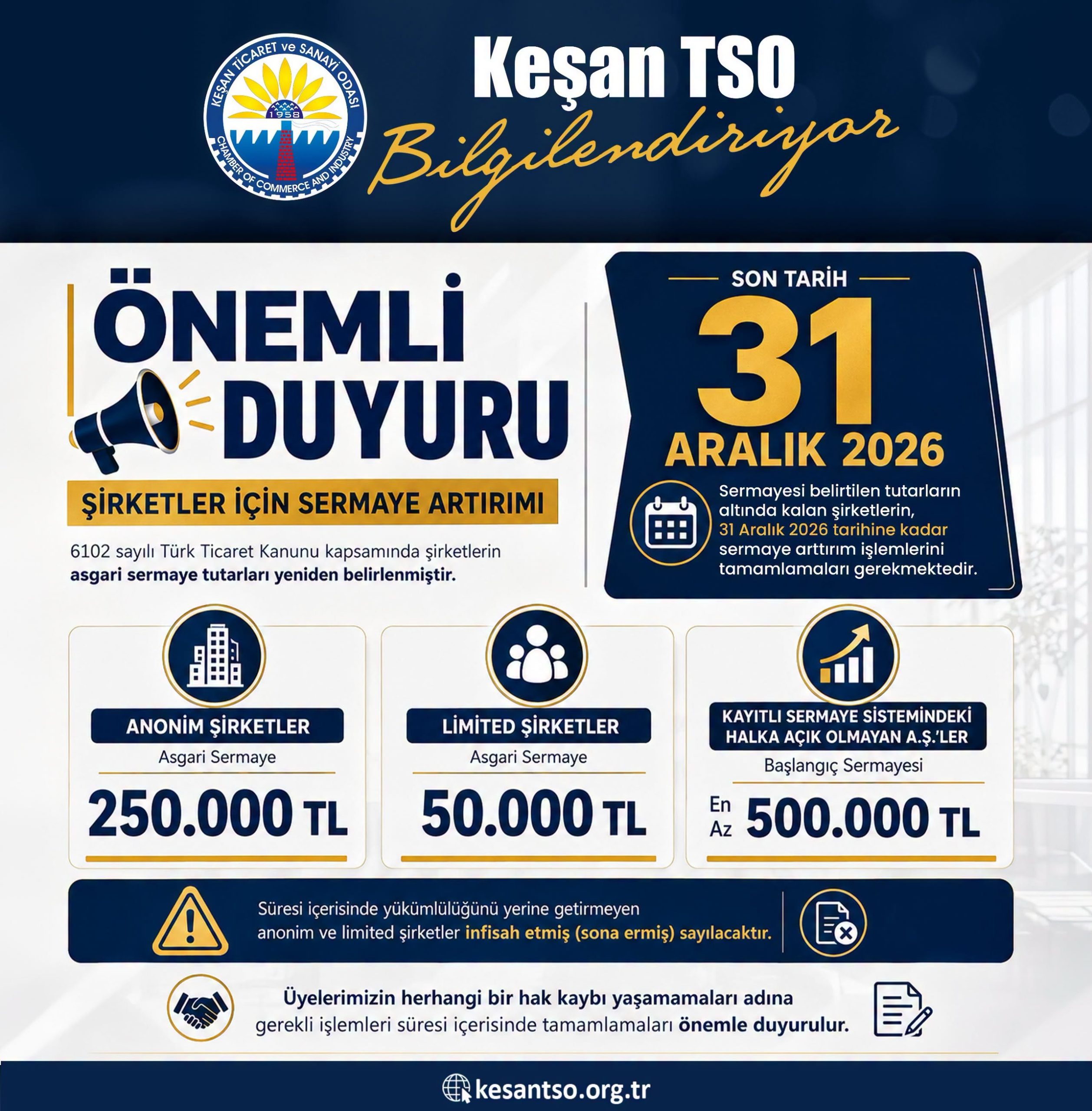 Keşan TSO’dan şirketlere kritik uyarı