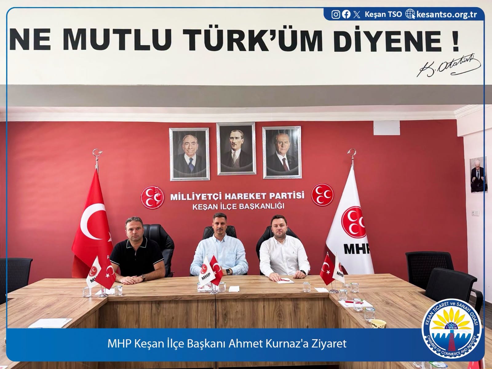 Keşan TSO’dan MHP İlçe Başkanı Ahmet Kurnaz’a ziyaret