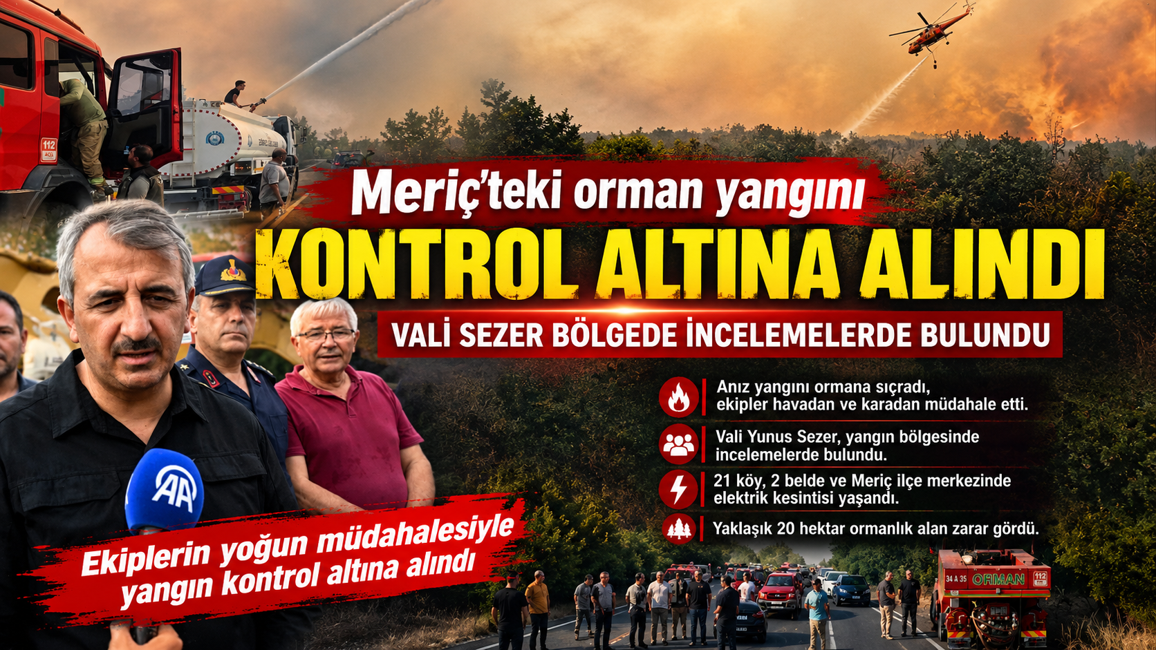 Meriç’teki orman yangını kontrol altına alındı