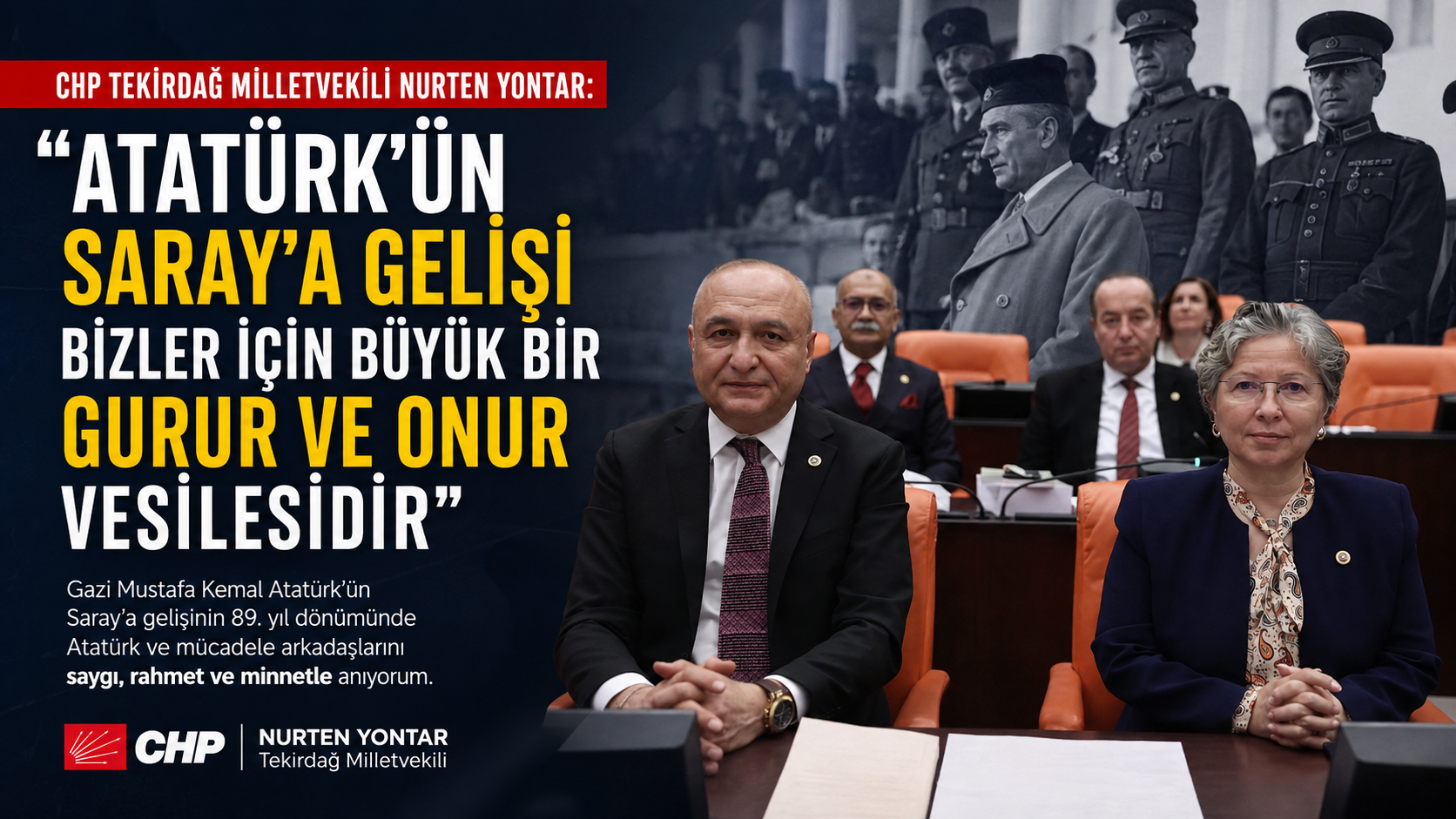 Yontar, Atatürk’ün Saray’a gelişinin yıldönümünü kutladı
