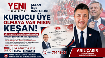 Yeni Parti Keşan İlçe Başkanlığı’ndan kurucu üye çağrısı