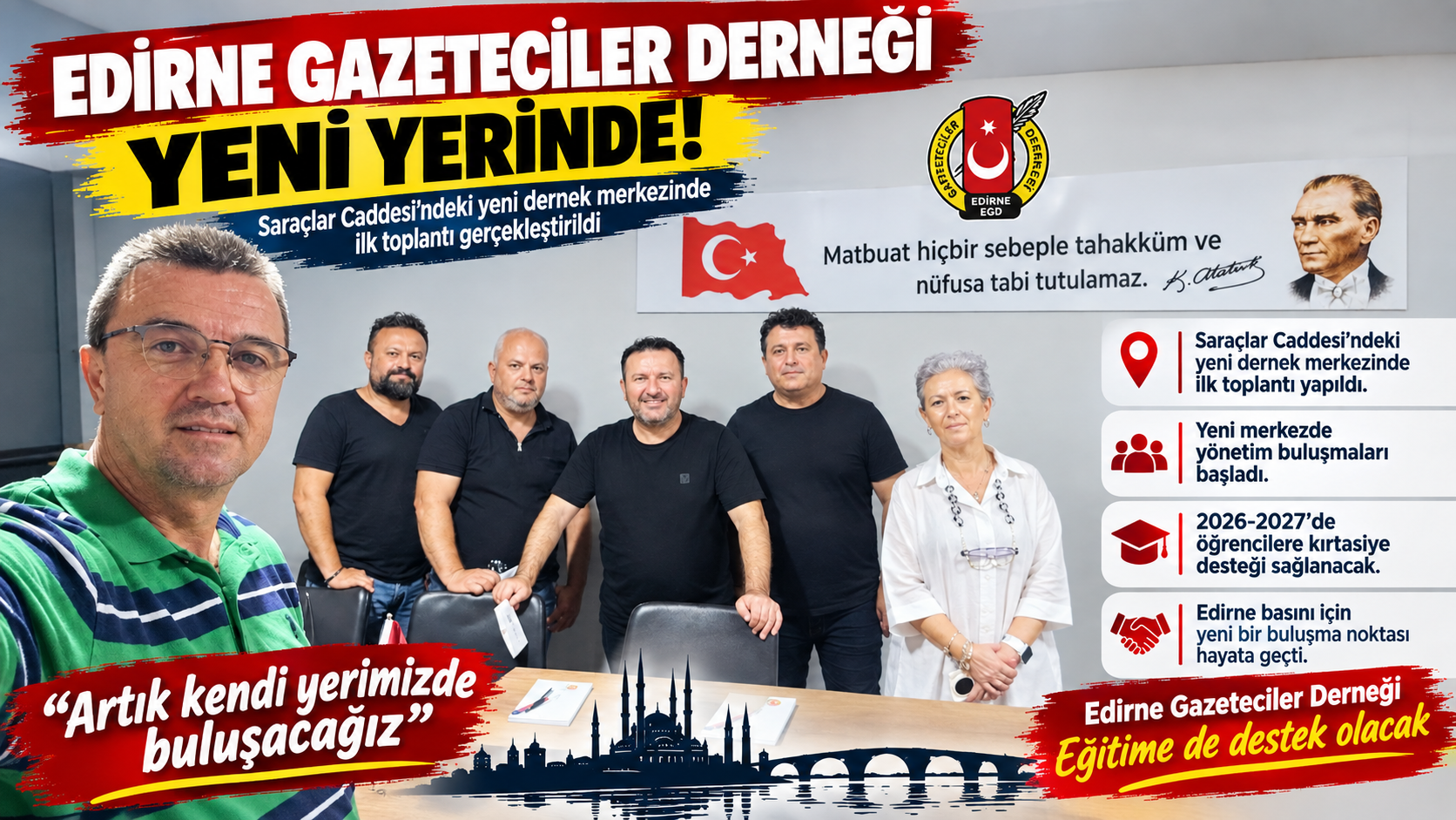 Edirne Gazeteciler Derneği yeni yerinde!