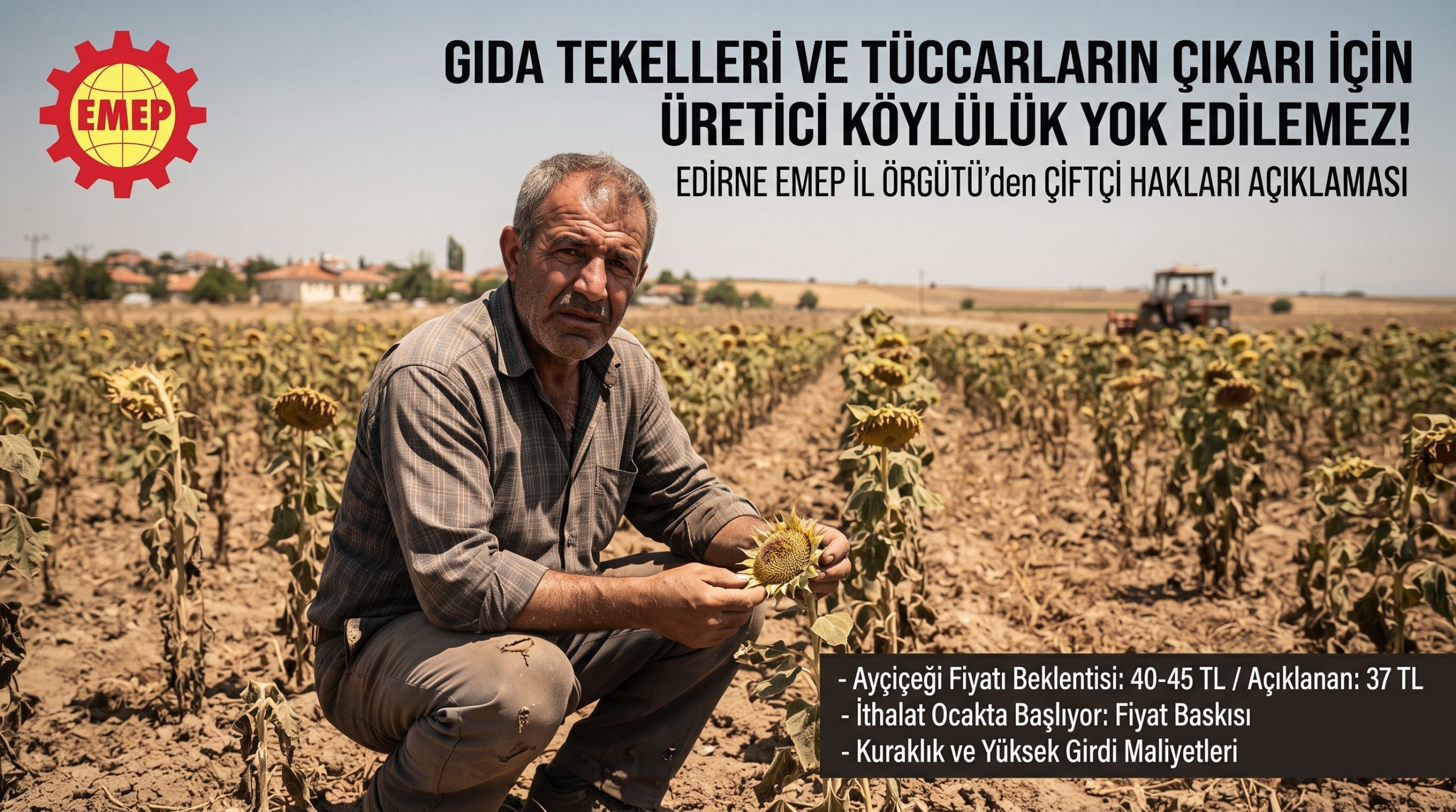 EMEP “Tüccarların çıkarı için üretici köylülük yok edilemez”