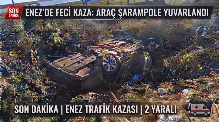 Enez’de otomobil şarampole devrildi: 2 yaralı