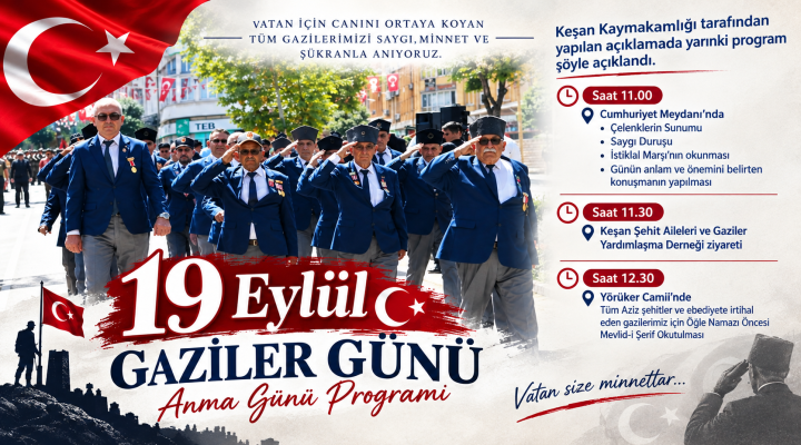 19 Eylül Gaziler Günü Programı açıklandı