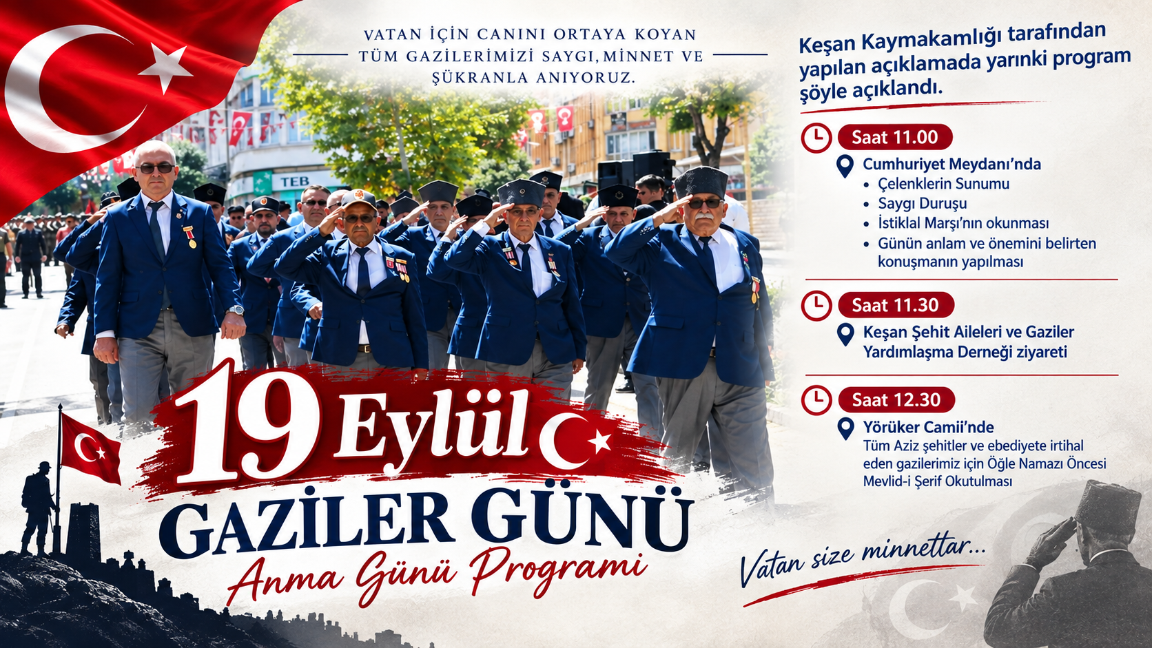 19 Eylül Gaziler Günü Programı açıklandı