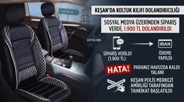 Keşan’da koltuk kılıfı siparişi dolandırıcılık iddiası