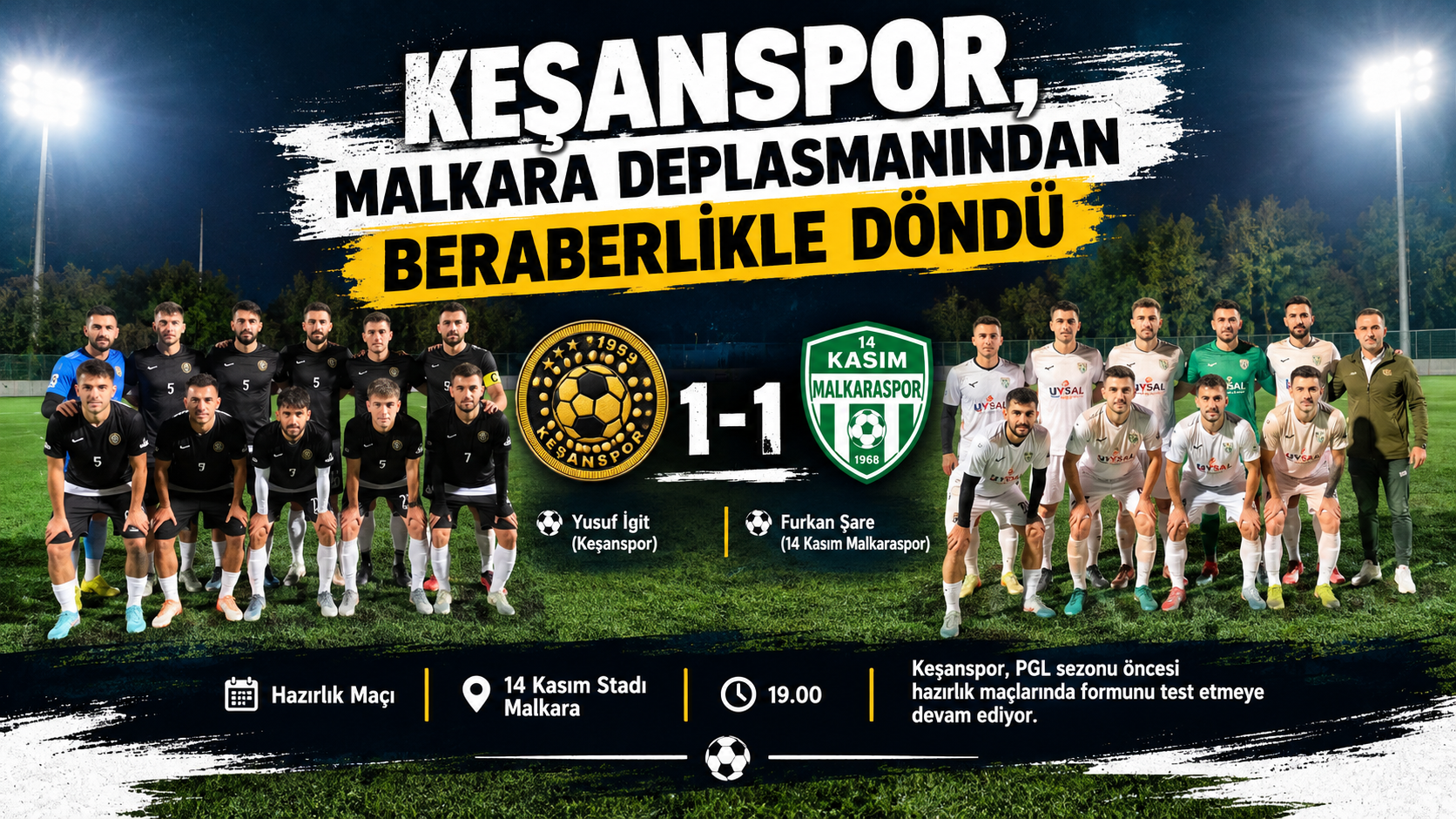 Keşanspor, Malkara Deplasmanından Beraberlikle Döndü