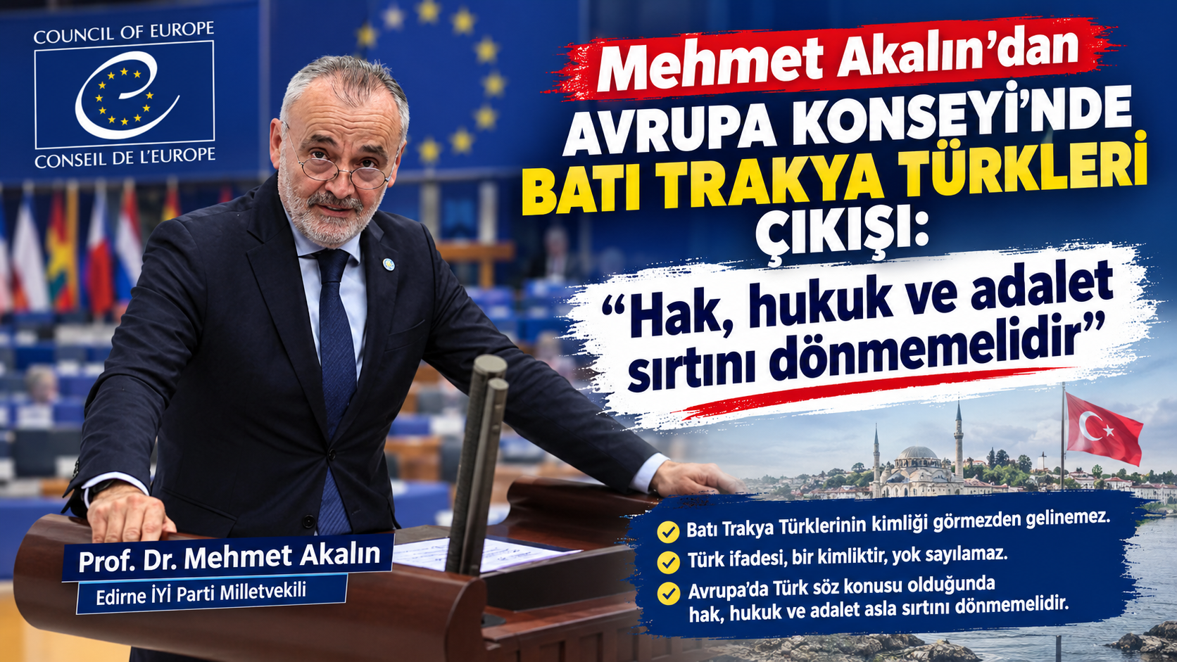 Akalın’dan Avrupa Konseyi’nde Batı Trakya Türkleri çıkışı