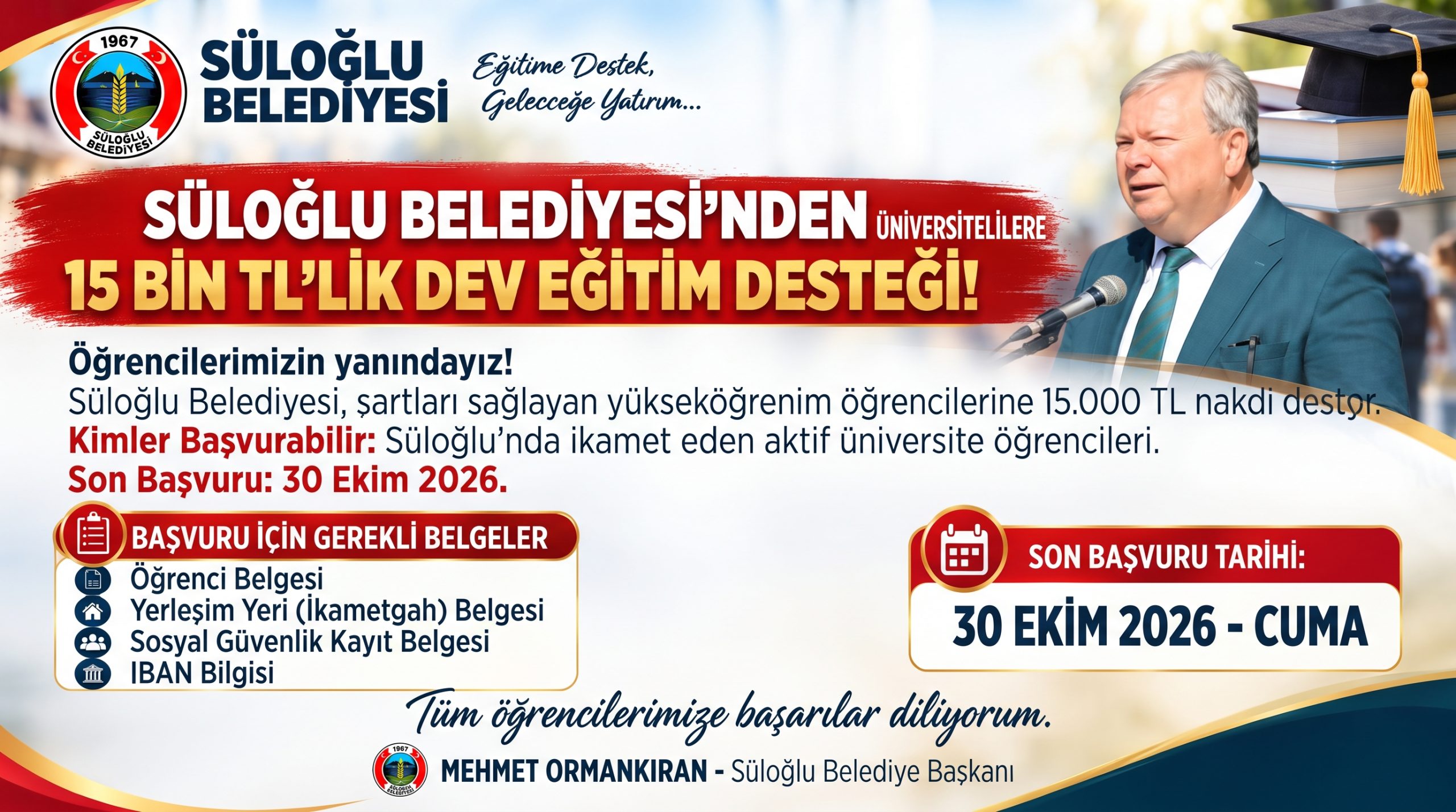 Süloğlu Belediyesi’nden üniversitelilere dev eğitim desteği!