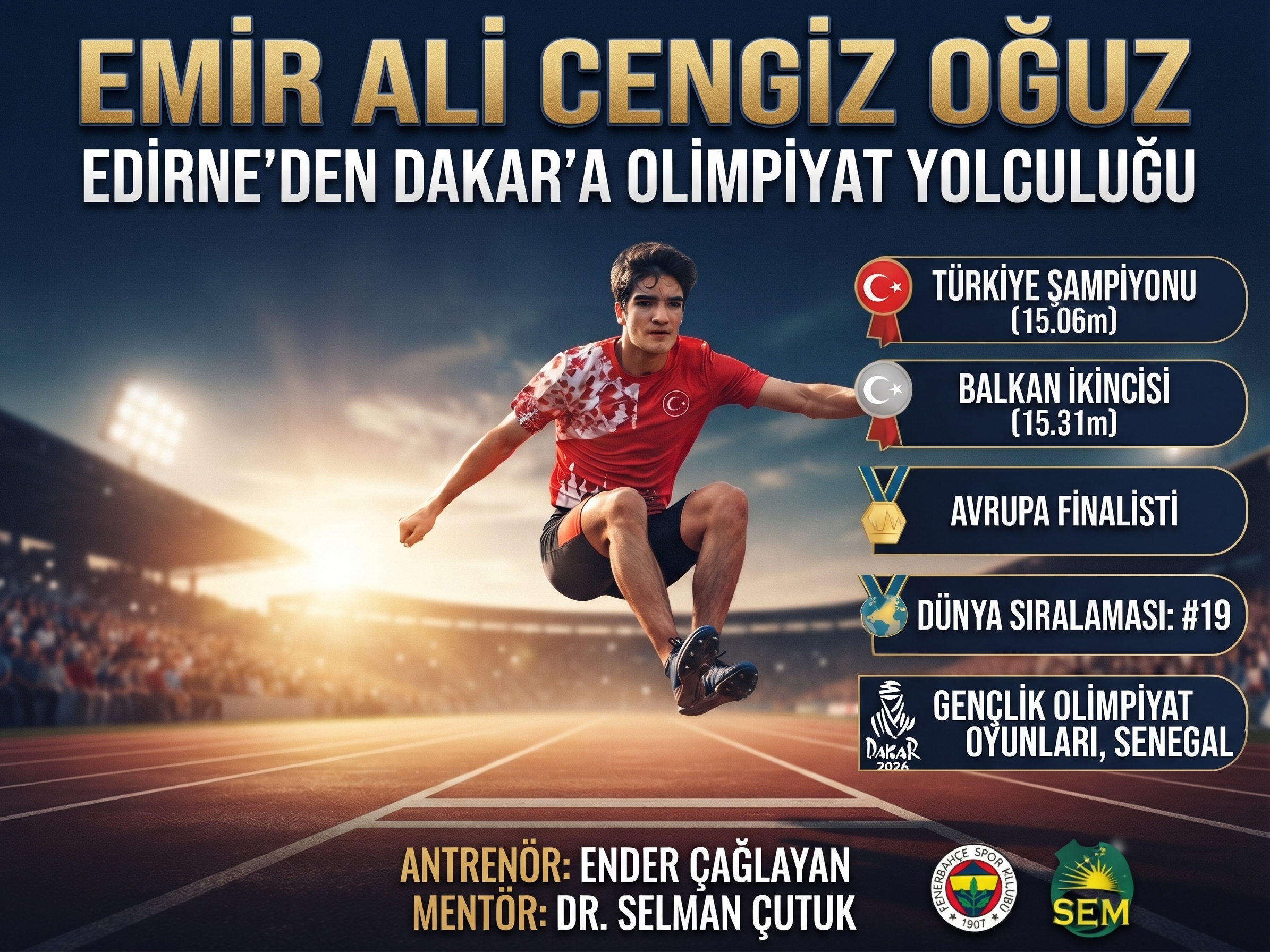 Edirne’nin şampiyonu Emir Ali Cengiz Oğuz sınırları aştı