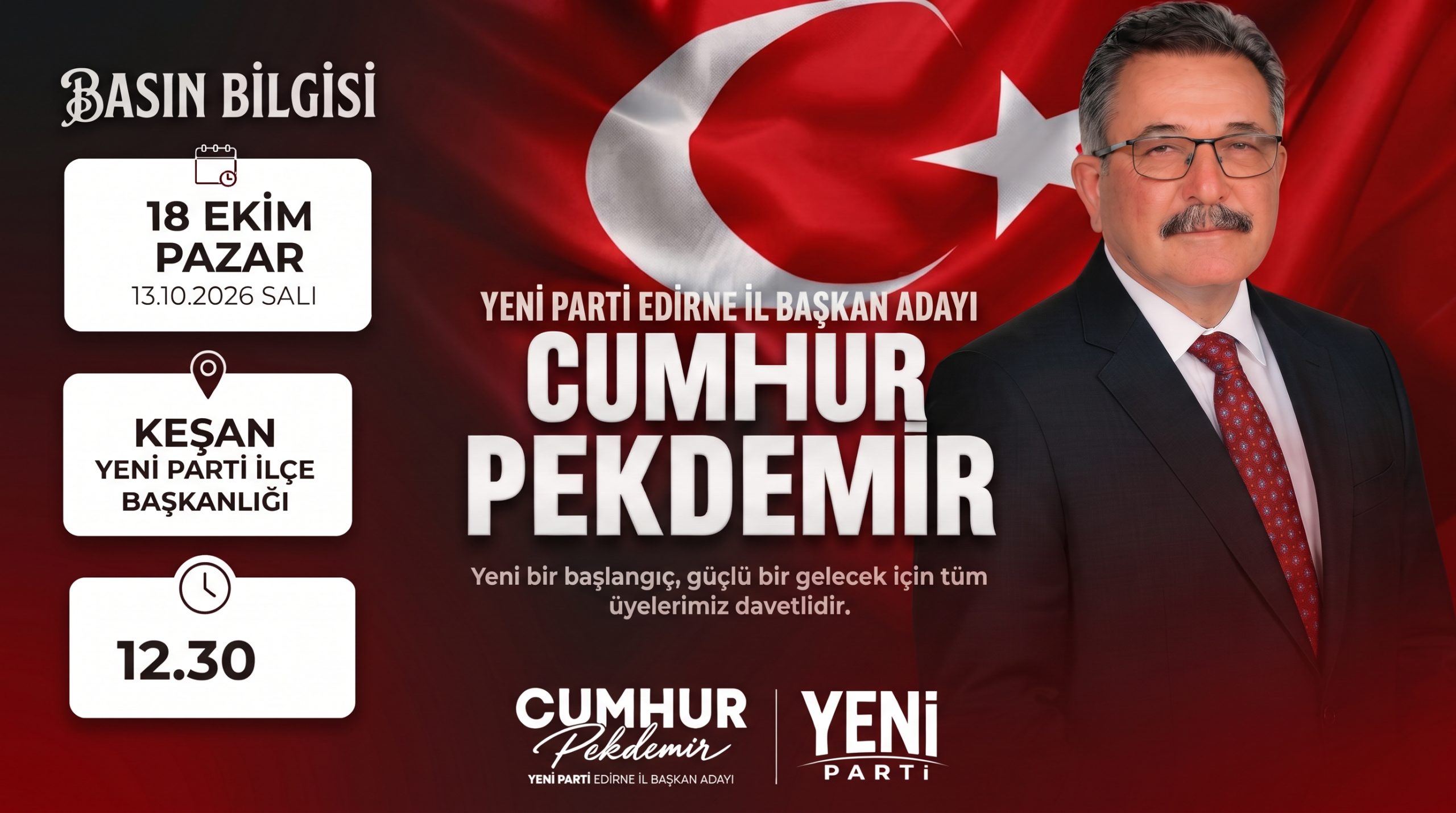 Cumhur Pekdemir, yarın adaylığını Keşan’da da açıklıyor!