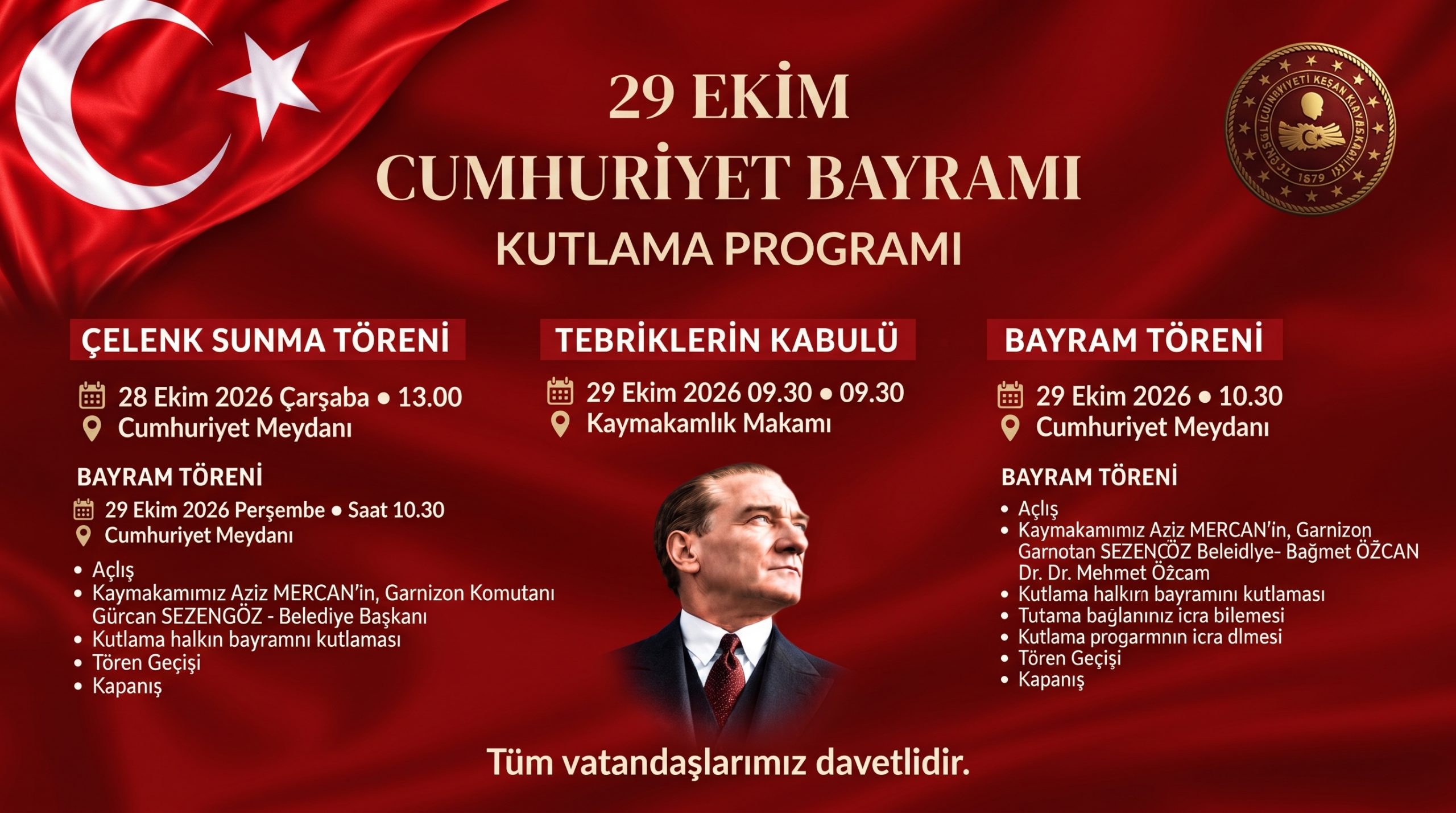 29 Ekim Cumhuriyet Bayramı programı belli oldu