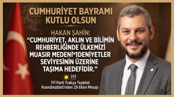 Hakan Şahin’den Cumhuriyet Bayramı kutlaması